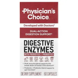 Physician's Choice, пищеварительные ферменты с пребиотиками и пробиотиками, 60 капсул