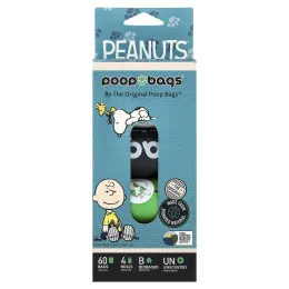 Original Poop Bags, Peanuts®, без запаха, 4 ролика, 15 пакетиков в каждом