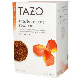 Tazo Teas, Травяной чай, Цитрусовый ройбуш «Скарлет» без кофеина, 20 чайных пакетиков, 1,9 унции (55 г)