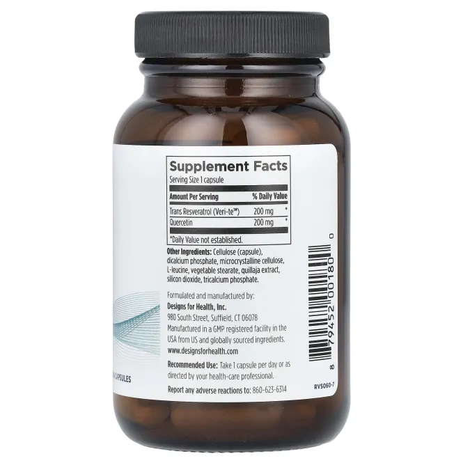 Designs For Health, Резвератрол синергия (Resveratrol Synergy), 60 вегетарианских капсул