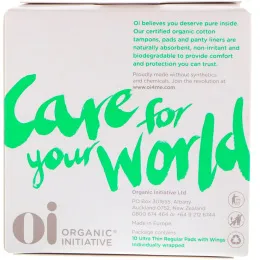 Oi, Ультратонкие прокладки с крылышками из органического хлопка, обычные, 10 штук