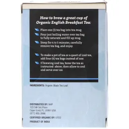 Dr. Mercola, Органический традиционный черный чай "Английский завтрак", 18 пакетиков, 1,27 унц. (36 г)