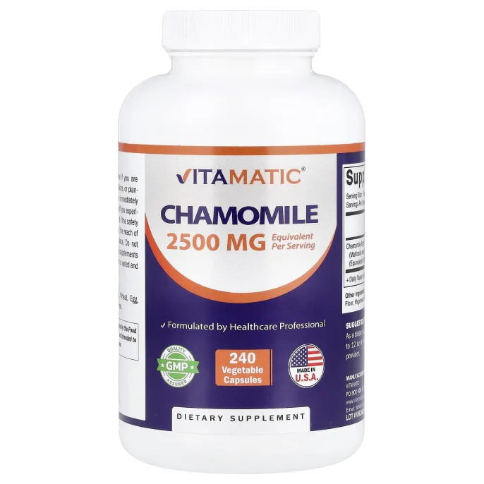 Vitamatic, ромашка, 2500 мг, 240 растительных капсул