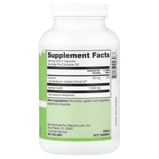 Vitacost, корень валерианы, 240 капсул