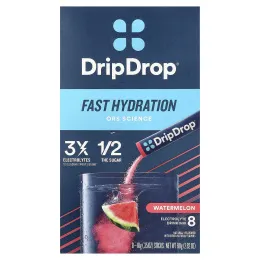 DripDrop, смесь для приготовления электролитического напитка, арбуз, 8 стиков по 10 г (0,35 унции)