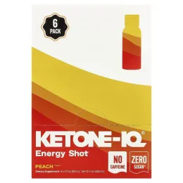 Ketone-IQ, Energy Shot, персик, 6 флаконов по 59 мл (2 жидк. унции)