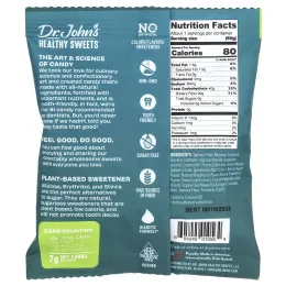 Dr. John's Healthy Sweets, Жевательные квадратики, без сахара, зеленое яблоко, голубая малина и клубника, 50 г (1,8 унции)