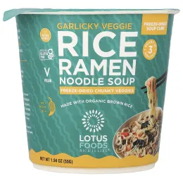 Lotus Foods, Рисовый суп с лапшой рамэн, чесночный овощ, 55 г (1,94 унции)
