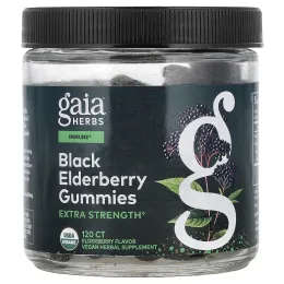 Gaia Herbs, Жевательные таблетки с чёрной бузиной, 120 жевательных таблеток