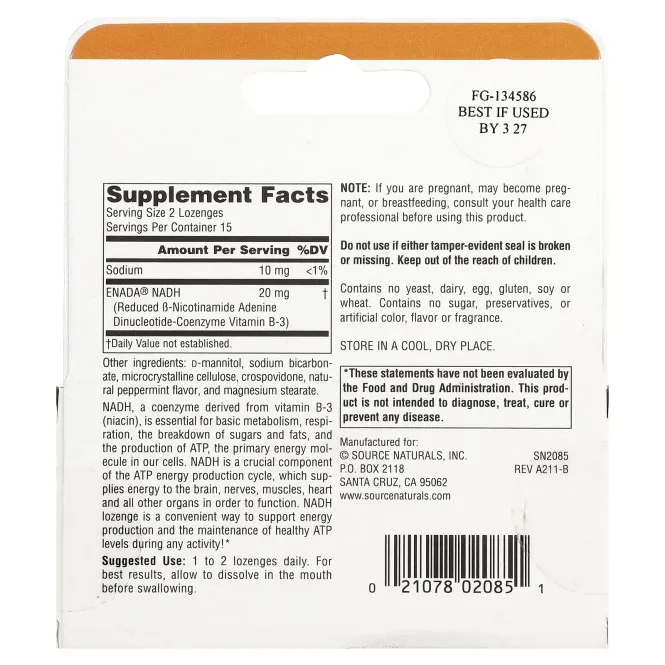 Source Naturals, NADH, 10 mg, 30 Lozenges