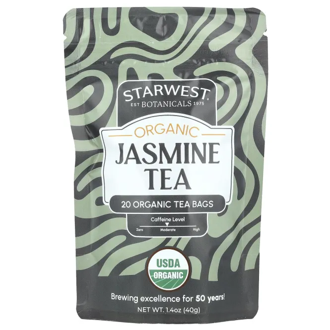 Starwest Botanicals, Органический жасминовый чай, 20 чайных пакетиков, 40 г (1,4 унции)