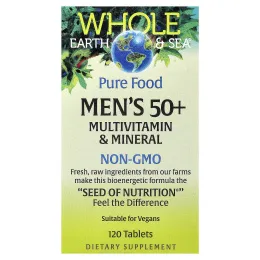 Natural Factors, Whole Earth & Sea®, мультивитамины и минералы для мужчин старше 50 лет, 120 таблеток