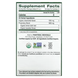 Traditional Medicinals, органическая ромашка и лаванда, без кофеина, 16 упакованных чайных пакетиков, 24 г (0,85 унции)