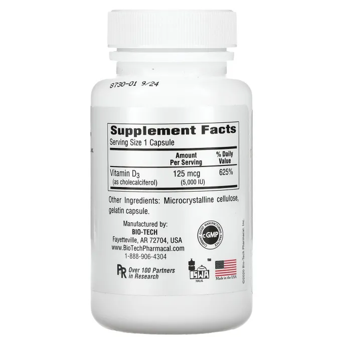 Bio Tech Pharmacal, Inc, D3-5 холекальциферол, 250 капсул