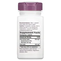 Nature's Way, премиальный экстракт, листья оливкового дерева, с повышенной силой действия, 250 мг, 60 веганских капсул