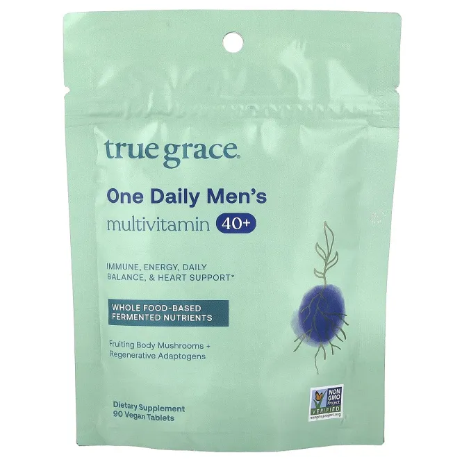 True Grace, One Daily Men's Multivitamin 40+ , 90 Vegan Tablets