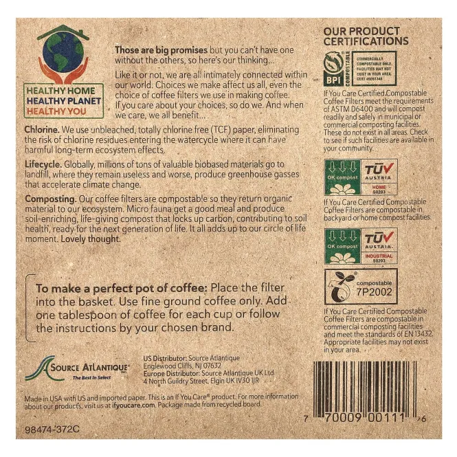 If You Care, Фильтры для кофеварок, 100 фильтров