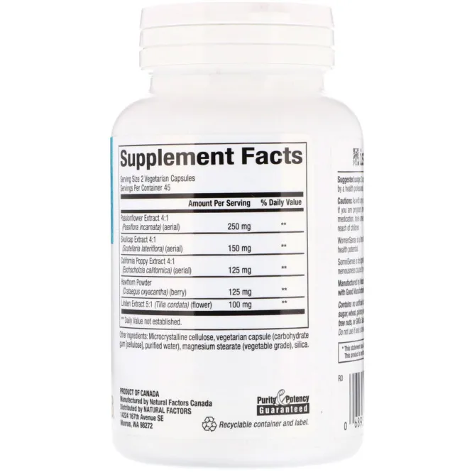Natural Factors, WomenSense, SomniSense, снотворное, 90 вегетарианских капсул