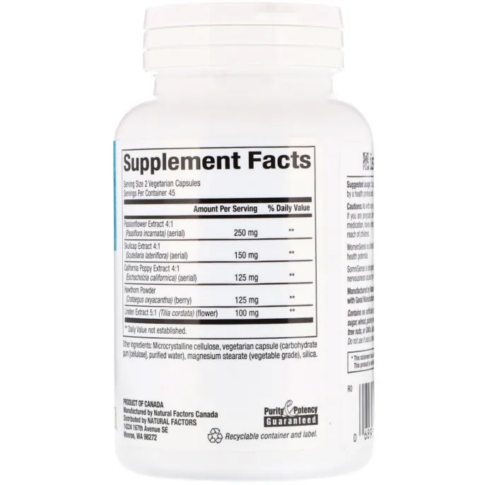 Natural Factors, WomenSense, SomniSense, снотворное, 90 вегетарианских капсул