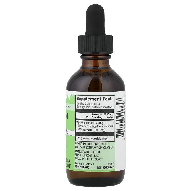 Vitacost, масло орегано, без спирта, 59 мл (2 жидк. унции)