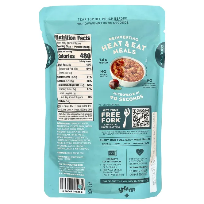 Proper Good, паста маринара с фрикадельками, 283 г (10 унций)