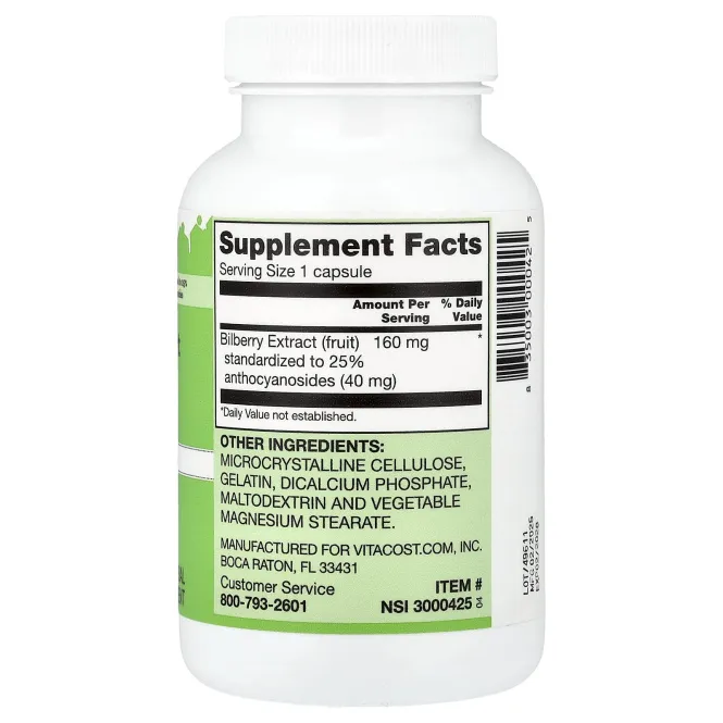 Vitacost, Bilberry Extract, Standardized, 160 mg, 90 Capsules