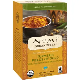 Numi Tea, Organic Tea, Herbal Tea, Turmeric Fields of Gold, 12 Tea Bags, 1.31 oz (37.2 g)