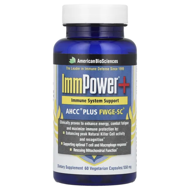 American Biosciences, ImmPower® +, AHCC® Plus FWGE-SC®, 60 вегетарианских капсул