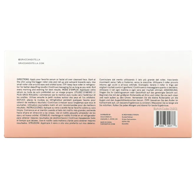 Grace & Stella, роликовый массажер для лица из розового кварца, 1 шт.