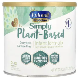 Enfamil, ProSobee®, Simply Plant на основе смеси для младенцев, соевый порошок с железом, 0–12 месяцев, 593 г (20,9 унции)