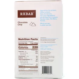 RXBAR, Протеиновые батончики, Шоколадные кусочки, 12 батончиков, 1,83 унции (52 г) каждый
