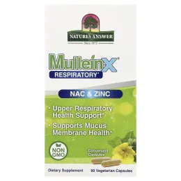 Nature's Answer, MulleinX® Respiratory, NAC и цинк, 90 вегетарианских капсул