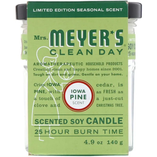 Mrs. Meyers Clean Day, Ароматические соевые свечи, Сосновый аромат Айовы, 4,9 унции (140 г)
