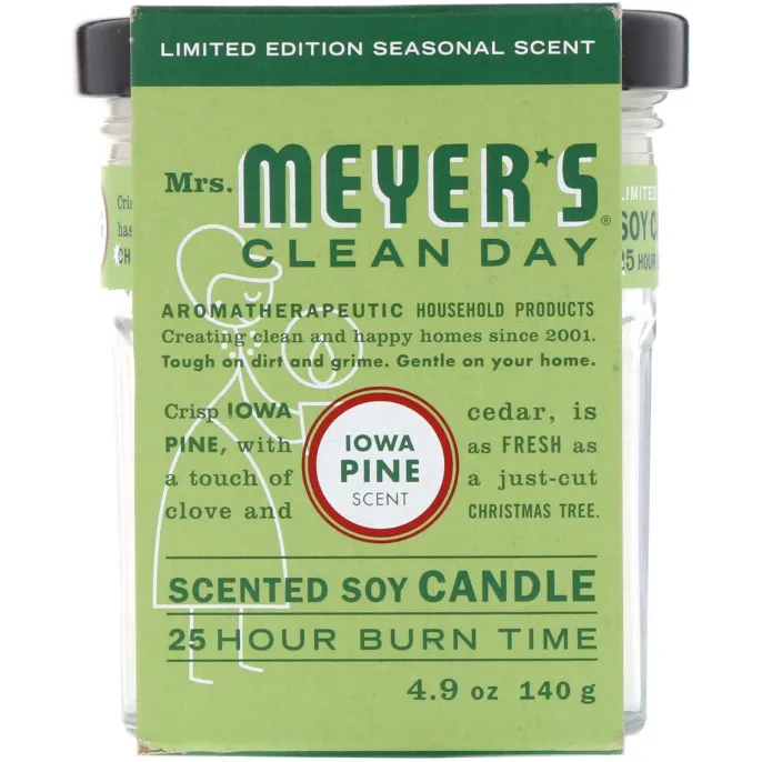 Mrs. Meyers Clean Day, Ароматические соевые свечи, Сосновый аромат Айовы, 4,9 унции (140 г)