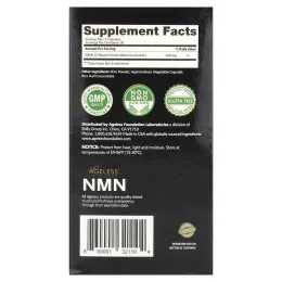 Ageless Foundation Laboratories, NMN, Никотинамид-мононуклеотидная добавка-предшественник НАД, 60 капсул