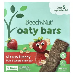 Beech-Nut, овсяные батончики, для детей от 12 месяцев, клубника, 5 батончиков по 22 г (0,78 унции)