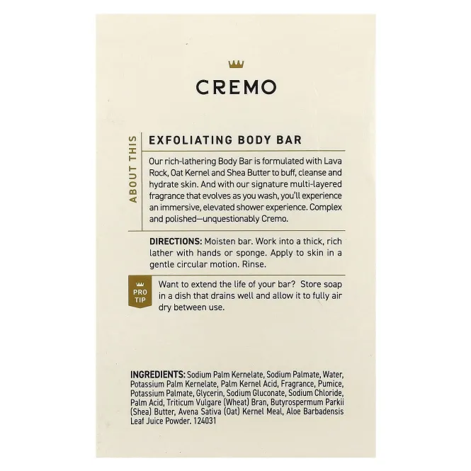 Cremo, Отшелушивающее мыло для тела, итальянский бергамот, 142 г (5 унций)