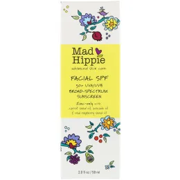 Mad Hippie Skin Care Products, Солнцезащитное средство для лица широкого спектра, SPF 30+, УФА-УФВ, 2 унц. (59 г)