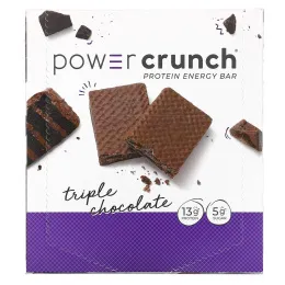 BNRG, Протеиновый энергетический батончик Power Crunch, оригинальная рецептура, тройной шоколад, 12 батончиков, 40 г (1,4 унции) каждый