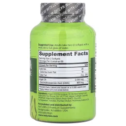 NATURELO, ДГК для веганов, омега-3 из водорослей, 800 мг, 120 веганских капсул