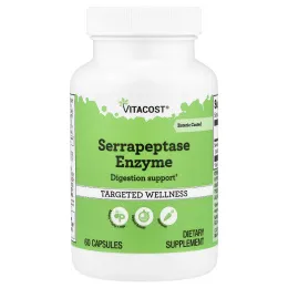 Vitacost, фермент серрапептаза, 60 капсул