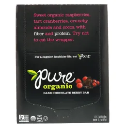 Pure Organic, Органический темный шоколад с ягодами, 12 батончиков, 1,7 унц. (48 г) каждый