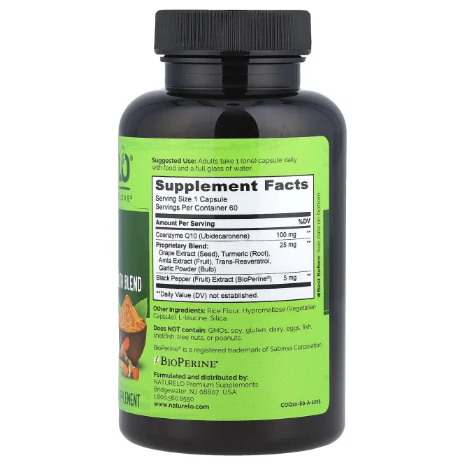 NATURELO, коэнзим Q10, 60 вегетарианских капсул