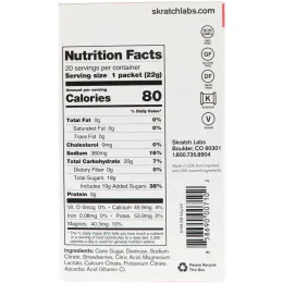 SKRATCH LABS, Sport Hydration Drink Mix, Strawberries, 20 Pack, 0.8 oz (22 g) Each