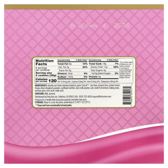 ChocZero, премиальное печенье, вафли, клубника, 16 шт., 224 г (8 унций)