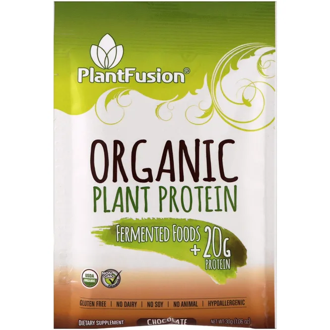 PlantFusion, Органический растительный протеин, шоколад, 12 пачек, по 30 г (1,06 унций) каждая