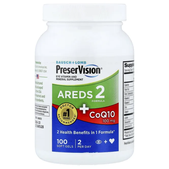 PreserVision, AREDS 2 Formula с коэнзимом Q10, 100 капсул