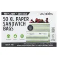 Lunchskins, бумажные пакеты для сэндвичей, размер XL, с полоской для закрывания, 50 шт.