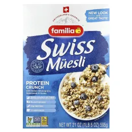 Familia, Swiss Muesli, протеиновый кранч с цельнозерновыми роликами, суперсемена и мед, 595 г (21 унция)