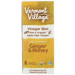 Vermont Village, Органический, шот с яблочным уксусом, имбирь и мед, 12 саше, по 28 г каждое